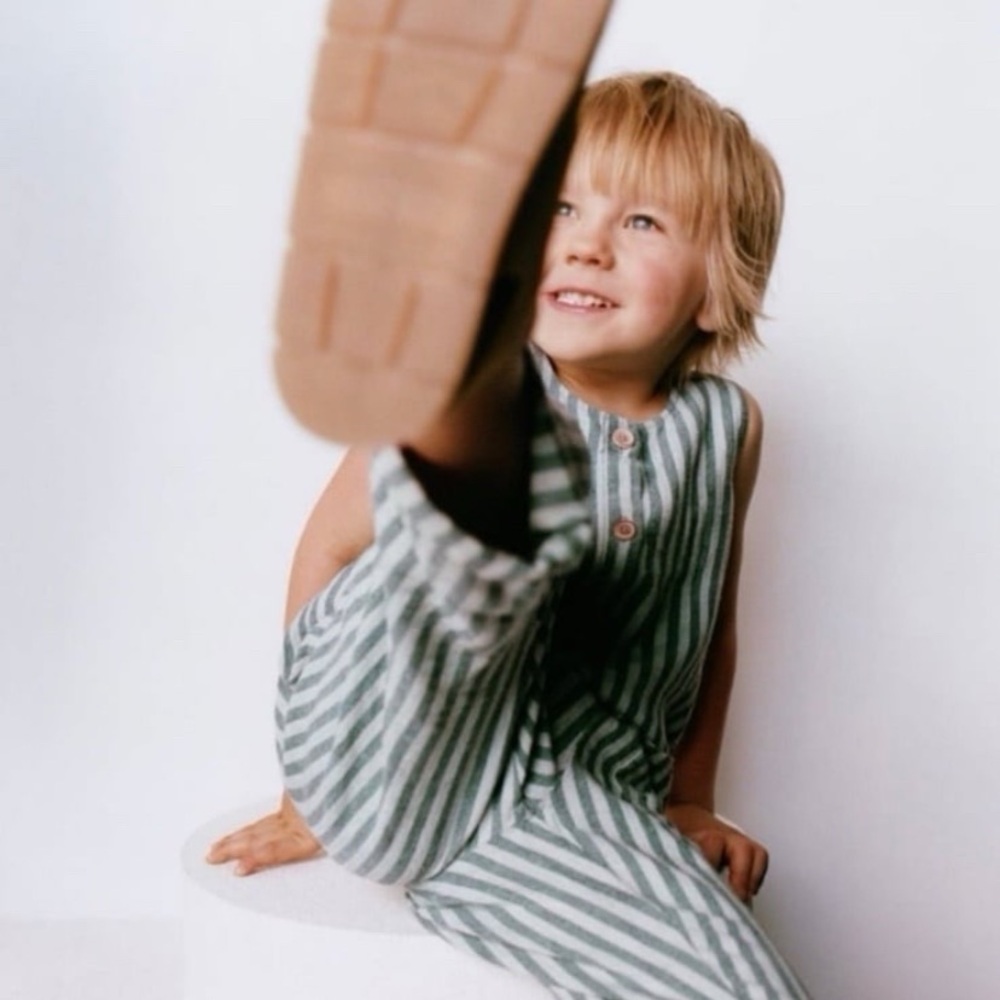 Zara Striped Blue Kids Overalls - Picture 2 of 4